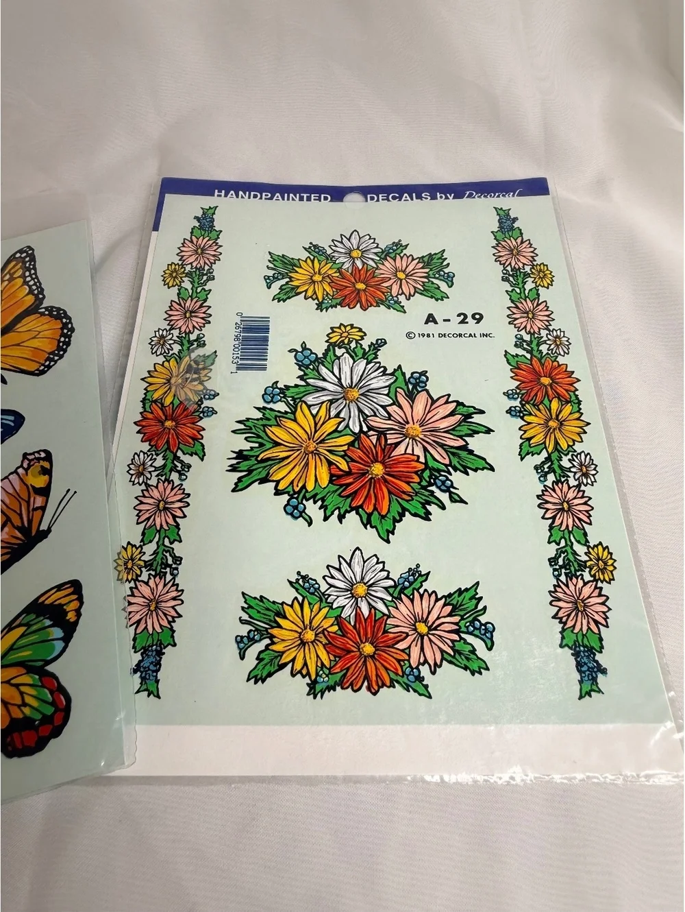 1980 1981 Vintage Decorcal Inc Butterfly and Flower Water Transfer Decals